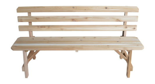 Regallion Outdoor Western Red Cedar 70" Traditional Backed Bench Only - LEAD TIME TO SHIP 7 BUSINESS DAYS OR LESS