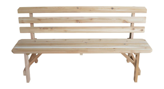 Regallion Outdoor Western Red Cedar 70" Traditional Backed Bench Only - LEAD TIME TO SHIP 2 WEEKS
