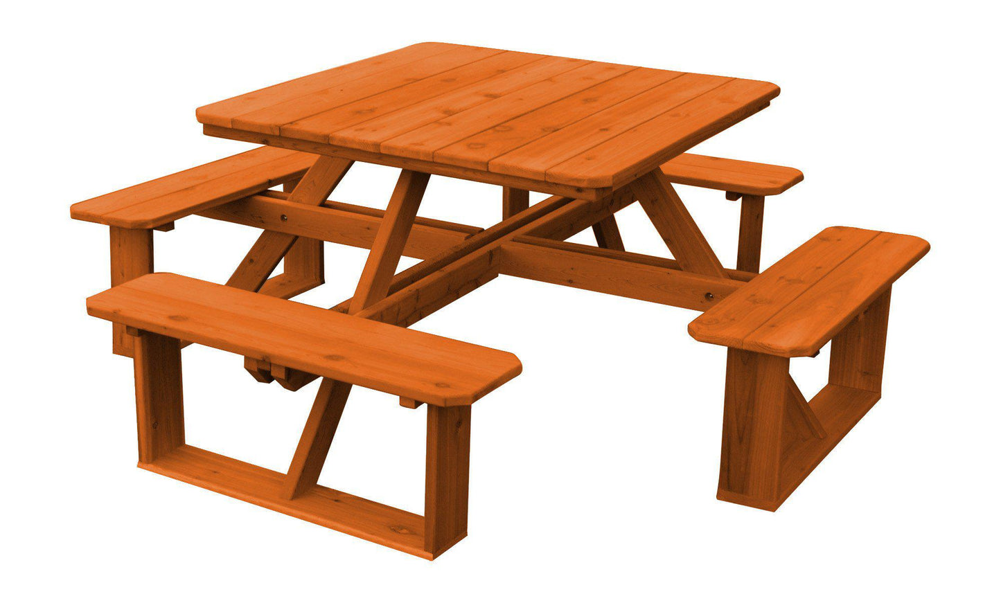 Regallion Outdoor Western Red Cedar 44" Square Walk-In Table- Specify for FREE 2" Umbrella Hole - LEAD TIME TO SHIP 15 BUSINESS DAYS OR LESS