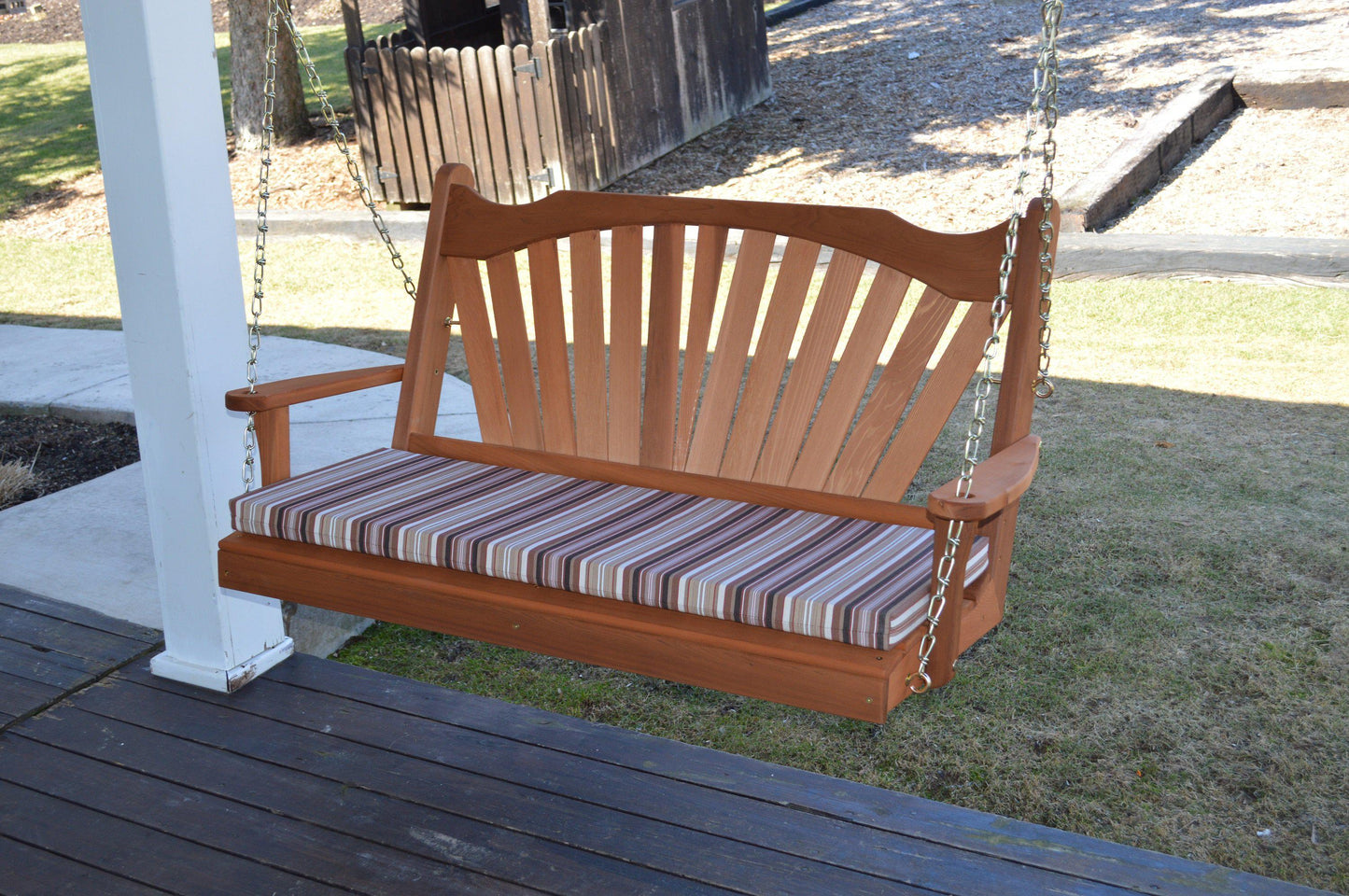 Regallion Outdoor Western Red Cedar 4' Fanback Swing - LEAD TIME TO SHIP 7 BUSINESS DAYS OR LESS