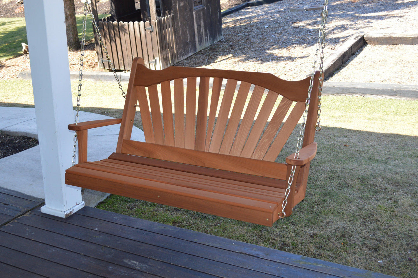 Regallion Outdoor Western Red Cedar 4' Fanback Swing - LEAD TIME TO SHIP 7 BUSINESS DAYS OR LESS