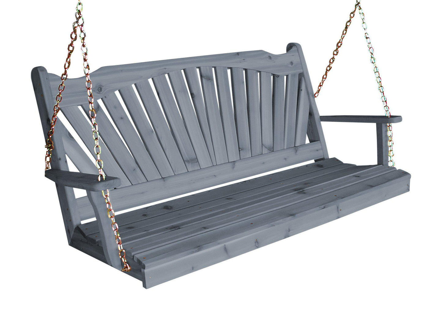 Regallion Outdoor Western Red Cedar 4' Fanback Swing - LEAD TIME TO SHIP 7 BUSINESS DAYS OR LESS