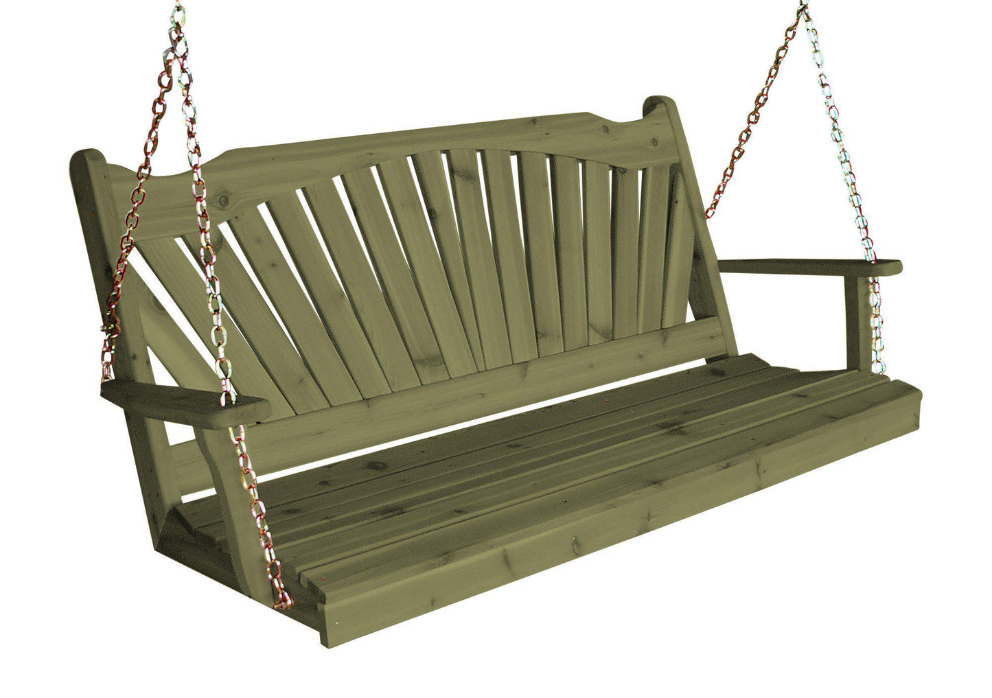 Regallion Outdoor Western Red Cedar 4' Fanback Swing - LEAD TIME TO SHIP 7 BUSINESS DAYS OR LESS