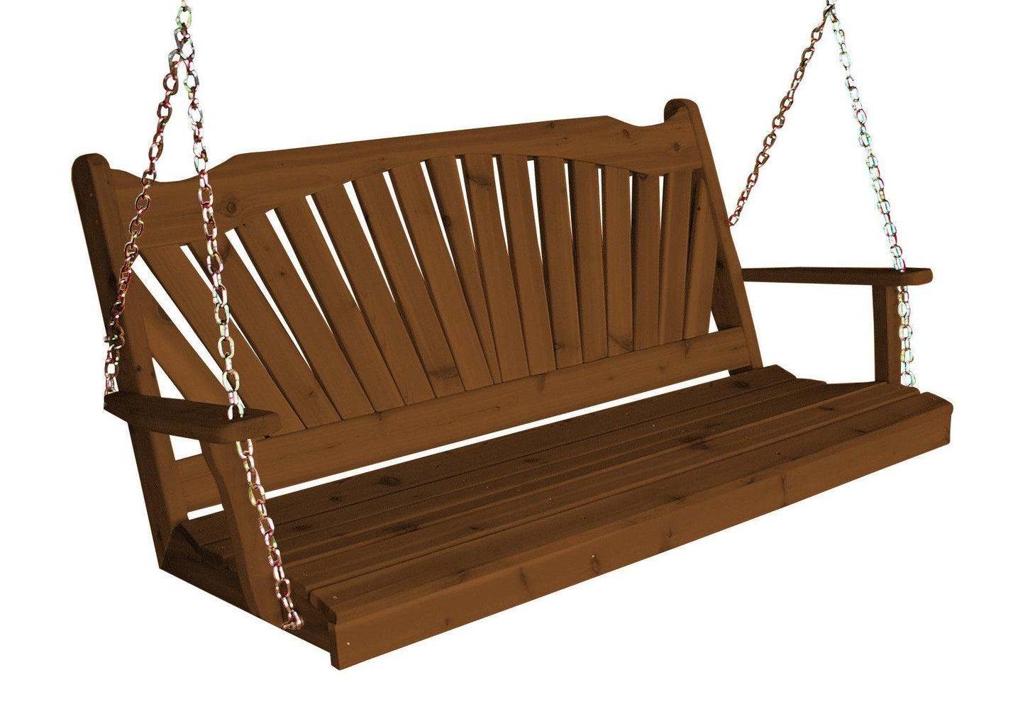 Regallion Outdoor Western Red Cedar 4' Fanback Swing - LEAD TIME TO SHIP 7 BUSINESS DAYS OR LESS