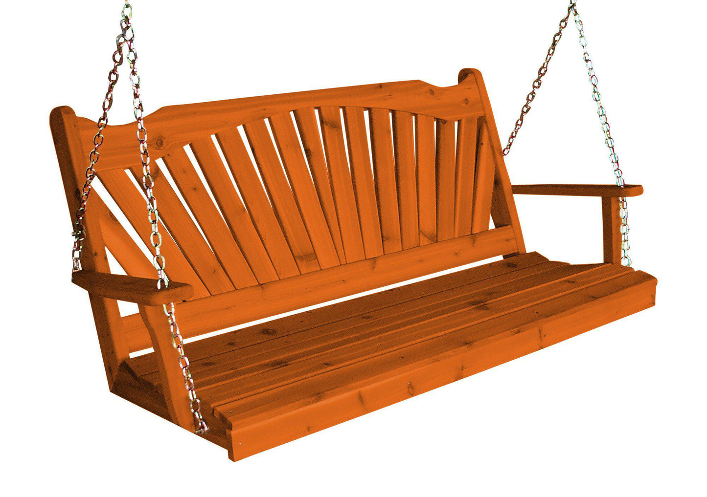 Regallion Outdoor Western Red Cedar 4' Fanback Swing - LEAD TIME TO SHIP 7 BUSINESS DAYS OR LESS