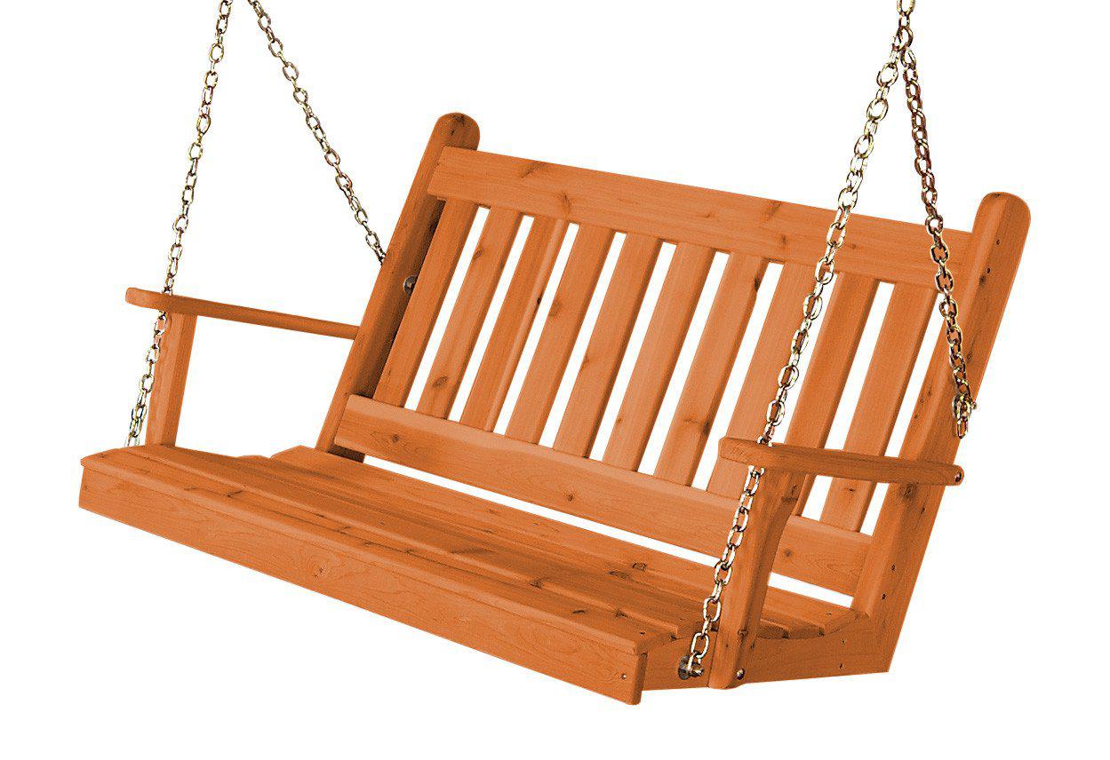 Regallion Outdoor Western Red Cedar 4' Traditional English Swing - LEAD TIME TO SHIP 7 BUSINESS DAYS OR LESS