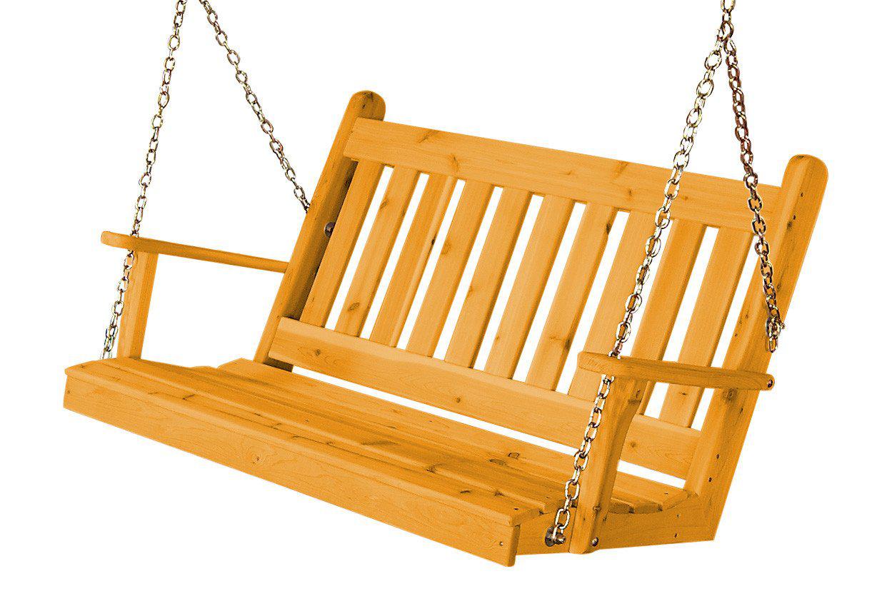 Regallion Outdoor Western Red Cedar 4' Traditional English Swing - LEAD TIME TO SHIP 7 BUSINESS DAYS OR LESS