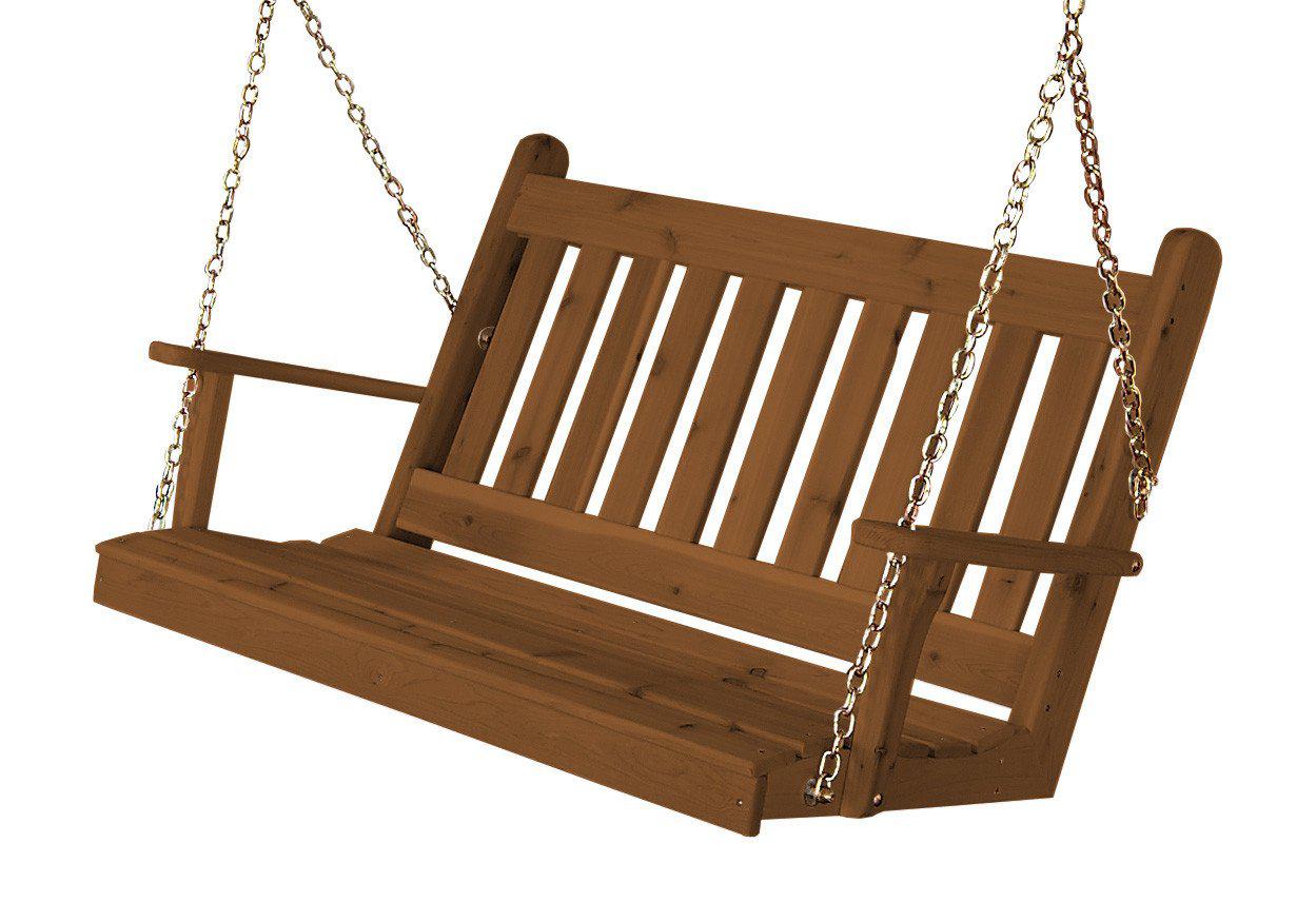 Regallion Outdoor Western Red Cedar 4' Traditional English Swing - LEAD TIME TO SHIP 7 BUSINESS DAYS OR LESS