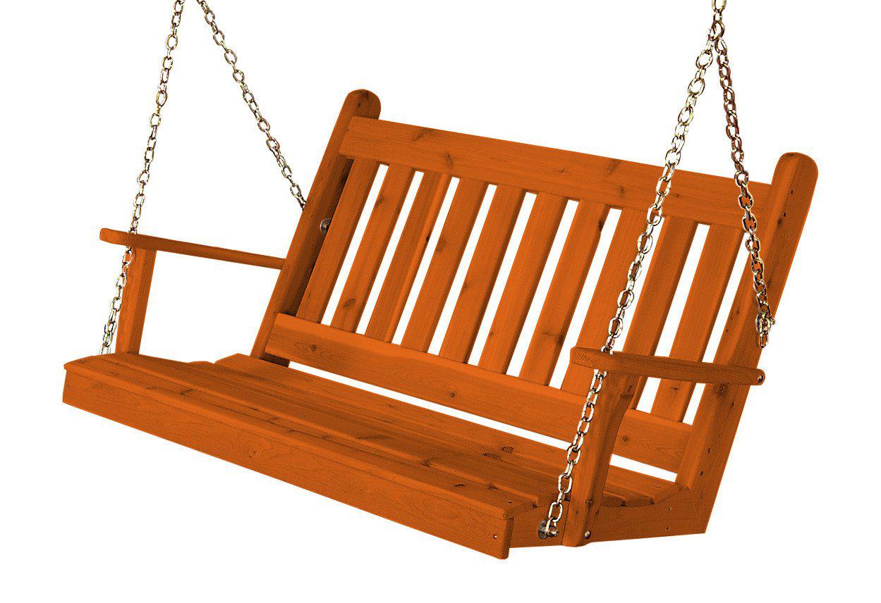 Regallion Outdoor Western Red Cedar 4' Traditional English Swing - LEAD TIME TO SHIP 7 BUSINESS DAYS OR LESS