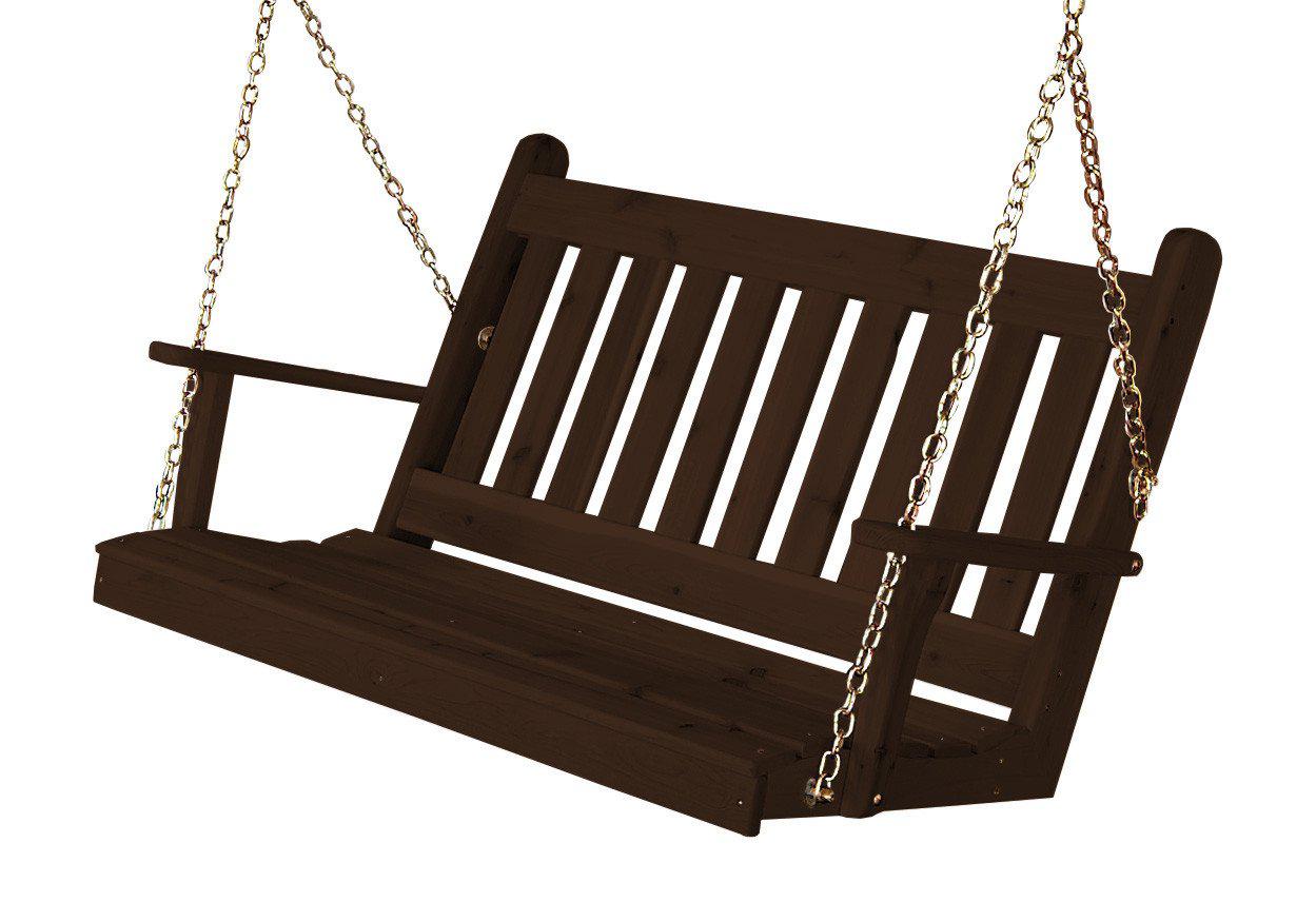 Regallion Outdoor Western Red Cedar 4' Traditional English Swing - LEAD TIME TO SHIP 7 BUSINESS DAYS OR LESS