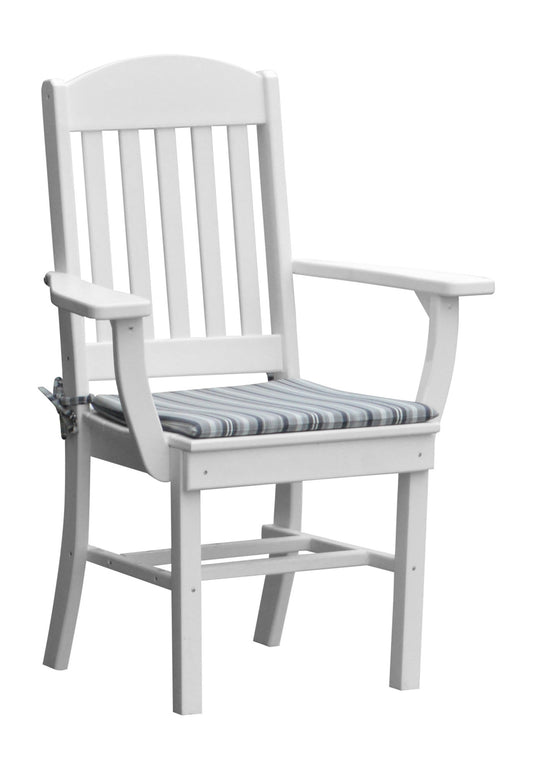 A&L Furniture Company Recycled Plastic Classic Dining Chair w/ Arms - White