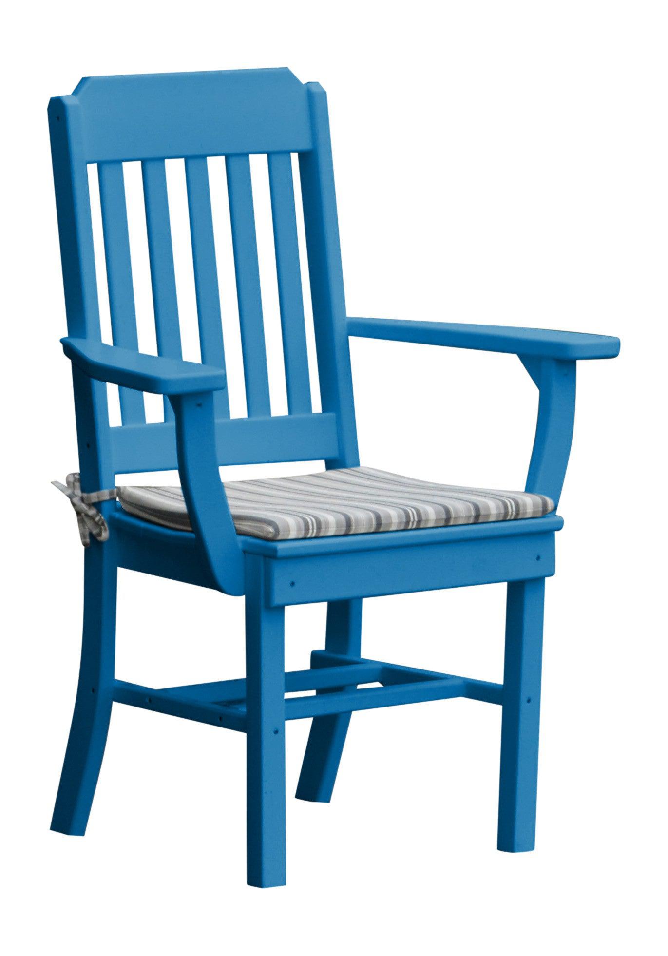 A&L Furniture Company Recycled Plastic Traditional Dining Chair w/ Arms - Blue