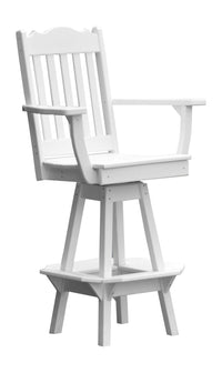 A&L Furniture Company Recycled Plastic Royal Swivel Bar Chair w/ Arms - White