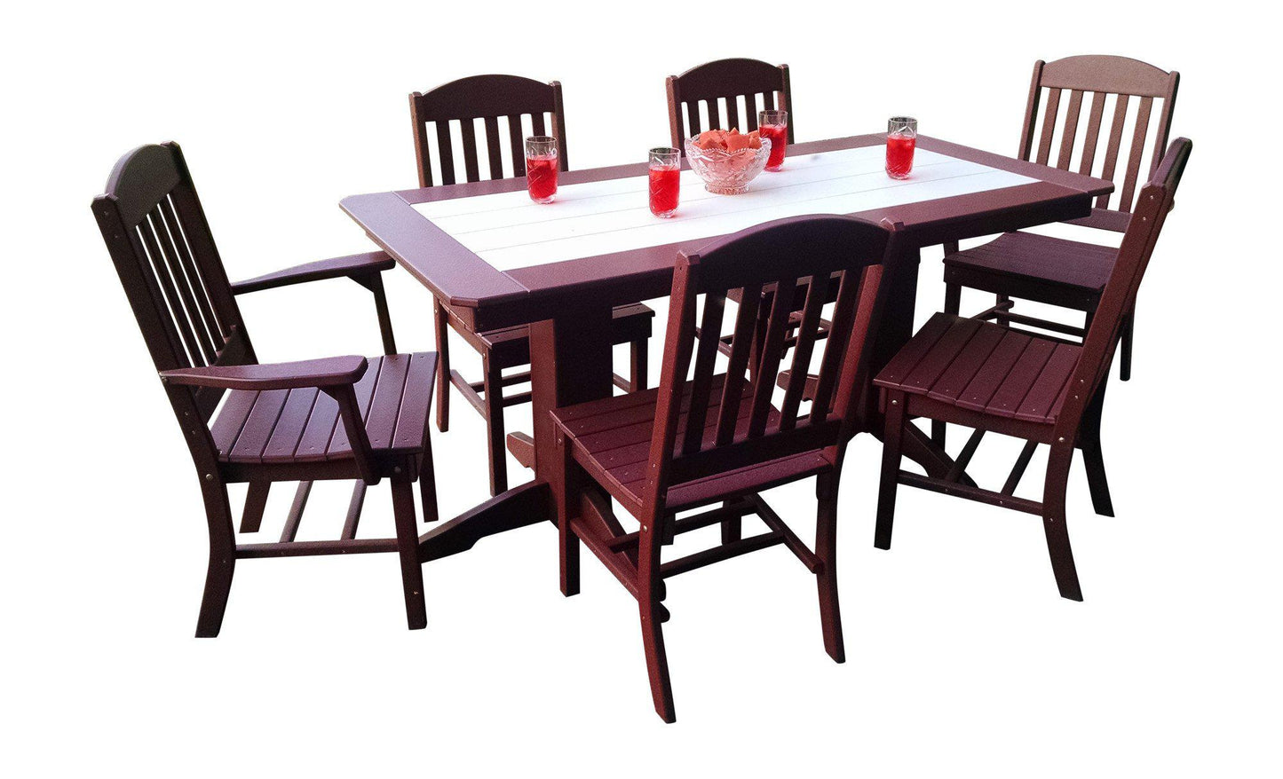 A&L Furniture Recycled Plastic 7 Piece Classic Dining Set - Cherrywood