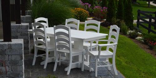 A&L Furniture Recycled Plastic 6ft Dining Table with Ladderback Chairs 7 Piece Set - White