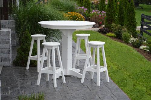 A&L Furniture Recycled Plastic 44in Round Bar Height Table with Bar Stools 5 Piece Set - White