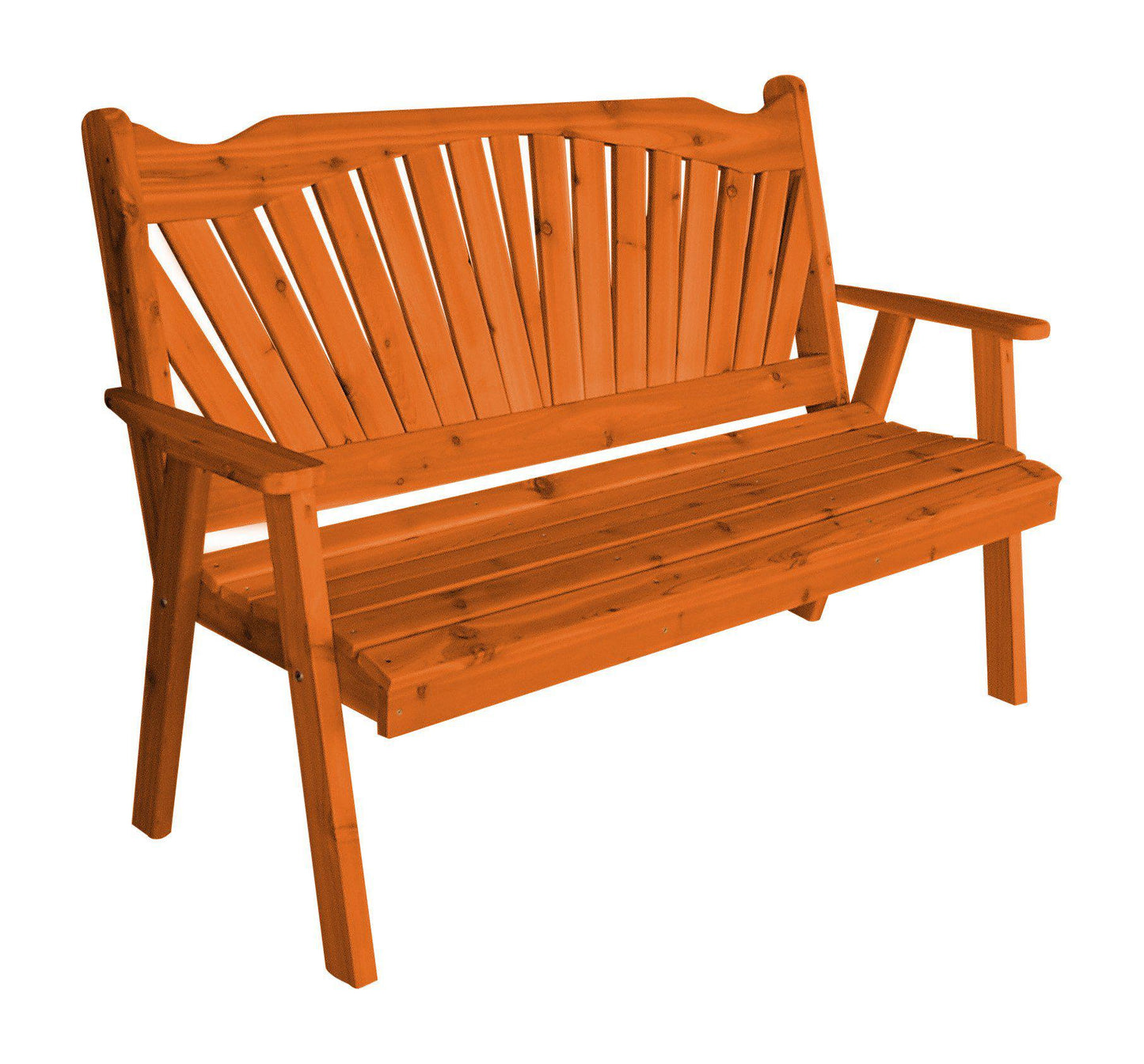 Regallion Outdoor Western Red Cedar 4' Fanback Garden Bench - LEAD TIME TO SHIP 15 BUSINESS DAYS OR LESS