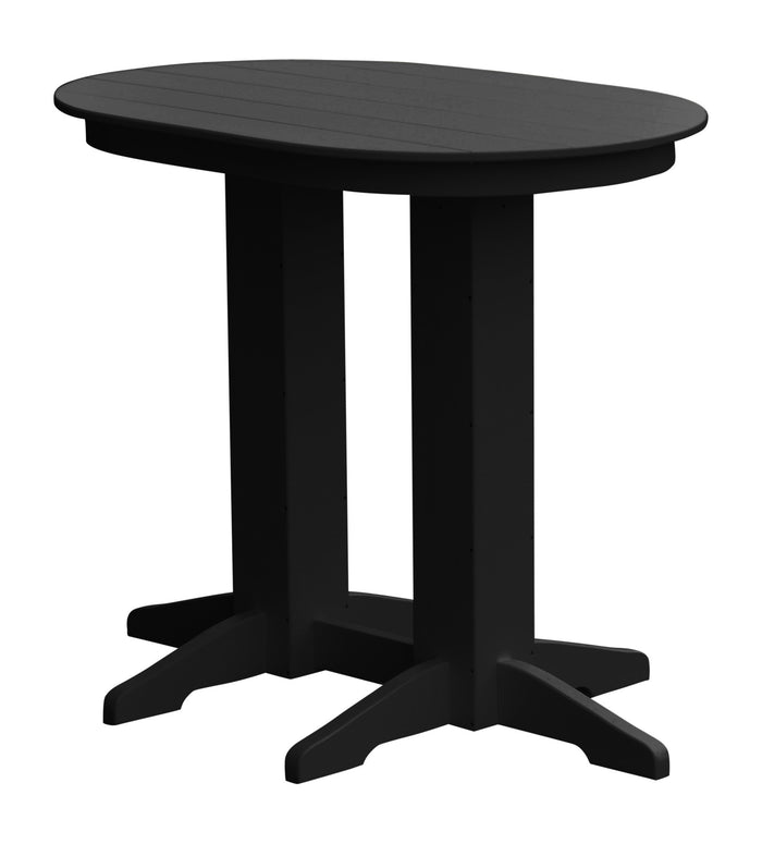 A&L Furniture Recycled Plastic 4' Oval Bar Table - Black
