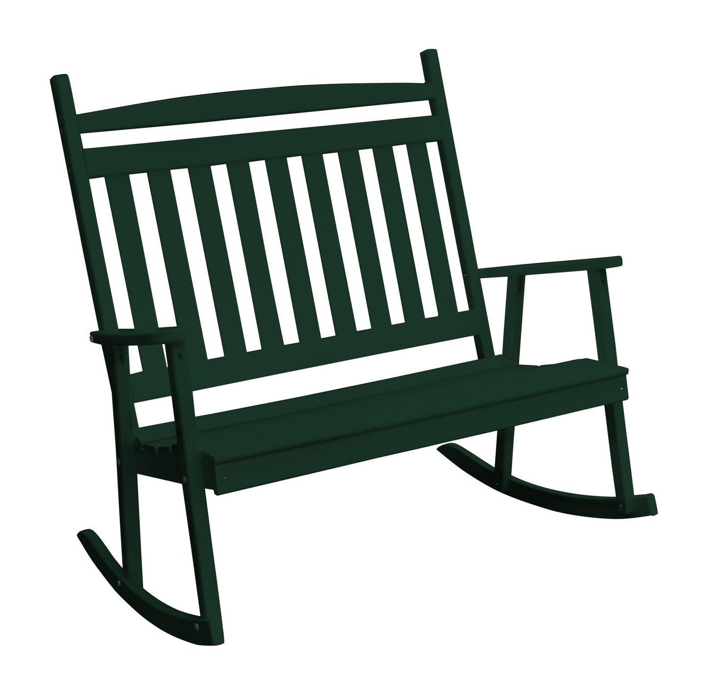 A&L FURNITURE CO. Yellow Pine Double Classic Porch Rocking Chair - LEAD TIME TO SHIP 10 BUSINESS DAYS