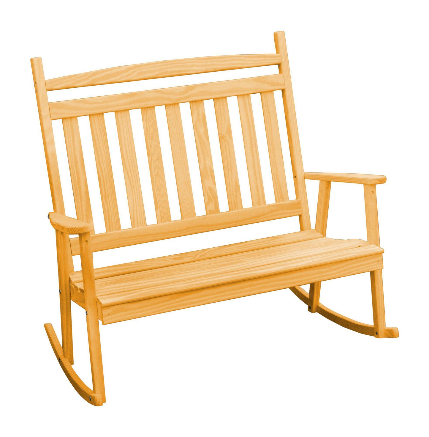 A&L FURNITURE CO. Yellow Pine Double Classic Porch Rocking Chair - LEAD TIME TO SHIP 10 BUSINESS DAYS