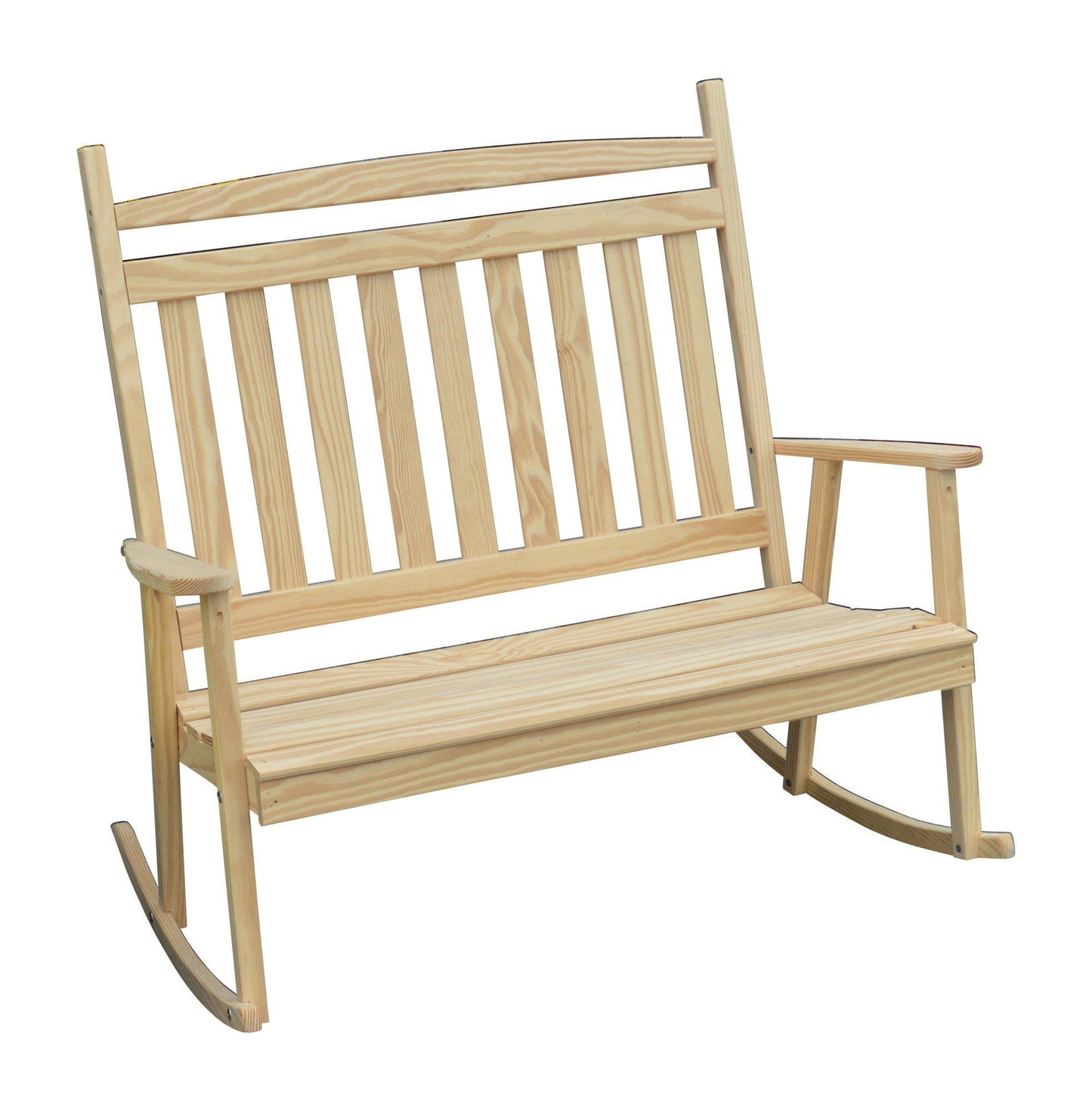 A&L FURNITURE CO. Yellow Pine Double Classic Porch Rocking Chair - LEAD TIME TO SHIP 10 BUSINESS DAYS