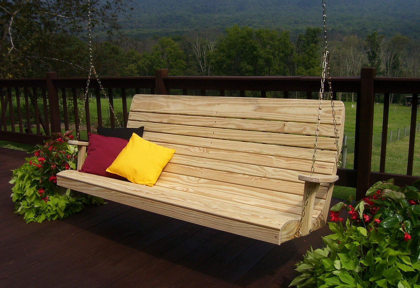 a&l pressure treated 6ft highback swing unfinished with pillows