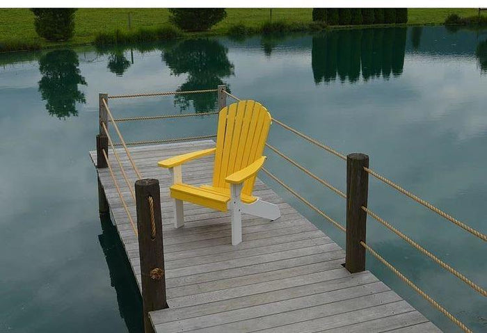 A & L Furniture Co. Amish Made Poly Fanback Adirondack Chair w/White Frame  - Ships FREE in 5-7 Business days - Rocking Furniture
