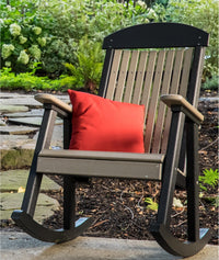 luxcraft poly porch rocker weatherwood on black