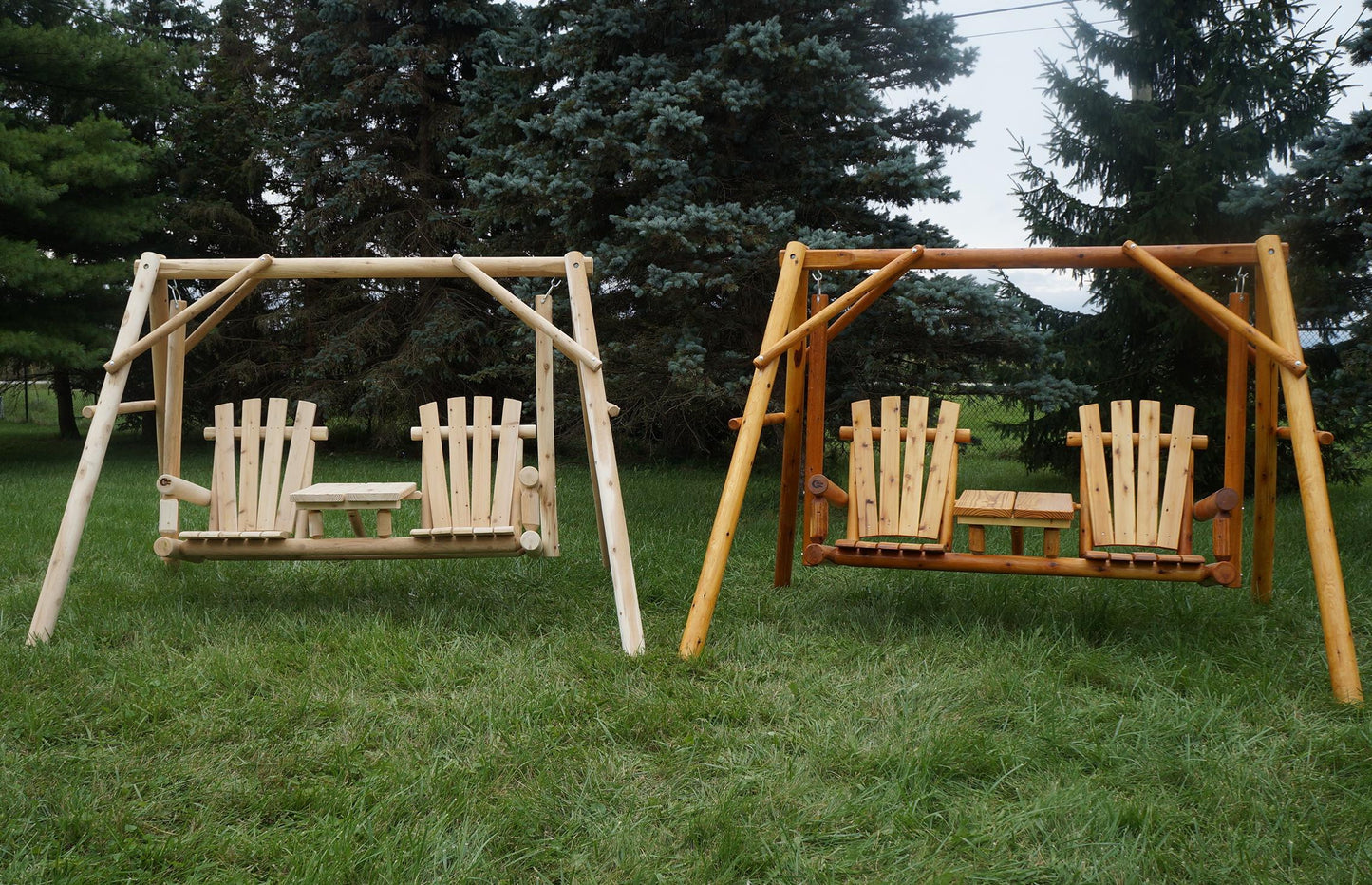 Moon Valley Rustic Tete-a-tete Lawn Swing - LEAD TIME TO SHIP: (UNFINISHED - 2 WEEKS) - (FINISHED - 4 WEEKS)