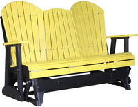 LuxCraft Recycled Plastic 5' Adirondack Glider Chair With Flip Down Center Console - Rocking Furniture