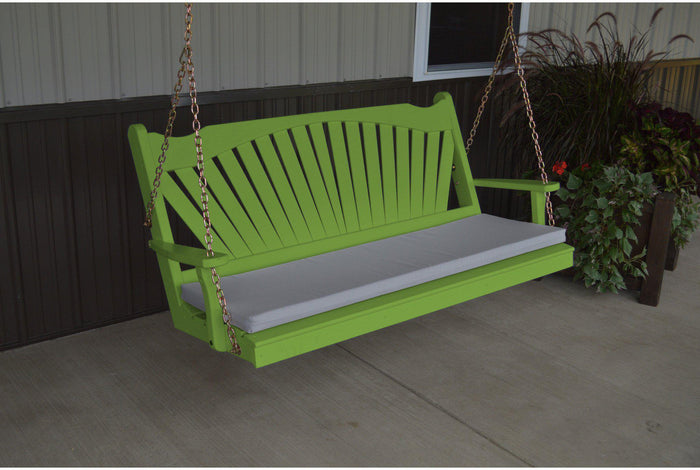 A & L Furniture Fanback Yellow Pine Fan 6ft Porch Swing  - Ships FREE in 5-7 Business days - Rocking Furniture