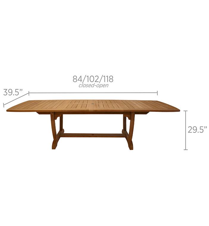 Royal Teak Collection 84/102/120" Outdoor Gala Expansion Patio Table - SHIPS WITHIN 1 TO 2 BUSINESS DAYS