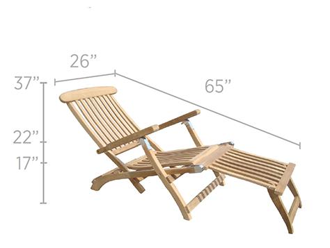 Royal Teak Collection Outdoor Steamer Adjustable Chaise Lounge - SHIPS WITHIN 1 TO 2 BUSINESS DAYS