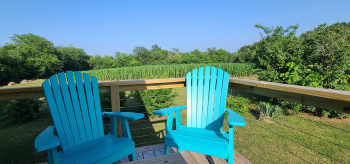 A&L Furniture Recycled Plastic Upright Adirondack Chair  Aruba blue