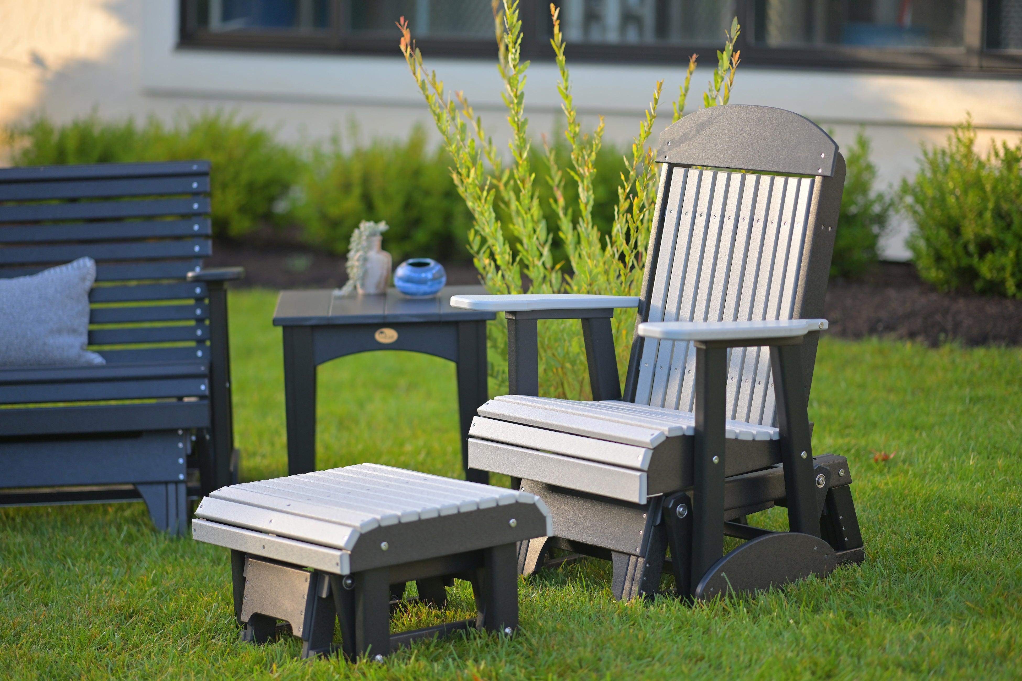 LuxCraft Recycled Plastic Glider Footrest Ottoman Rocking Furniture