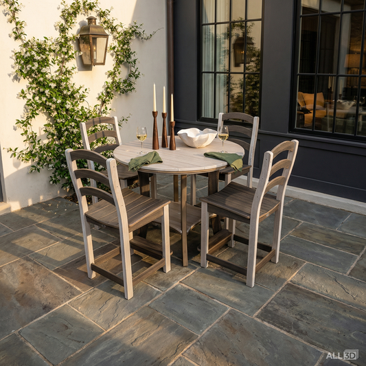 Beaver Dam Outdoor 43" Serenity Round 5 Piece Counter Table Set (COUNTER HEIGHT) - LEAD TIME TO SHIP 6 WEEKS OR LESS