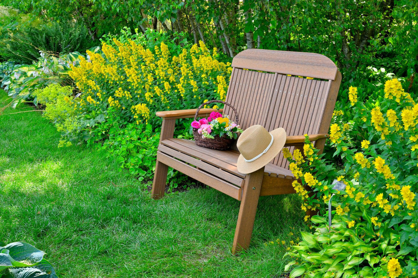 LuxCraft Classic Highback Recycled Plastic 4ft Bench  - LEAD TIME TO SHIP 7 BUSINESS DAYS OR LESS