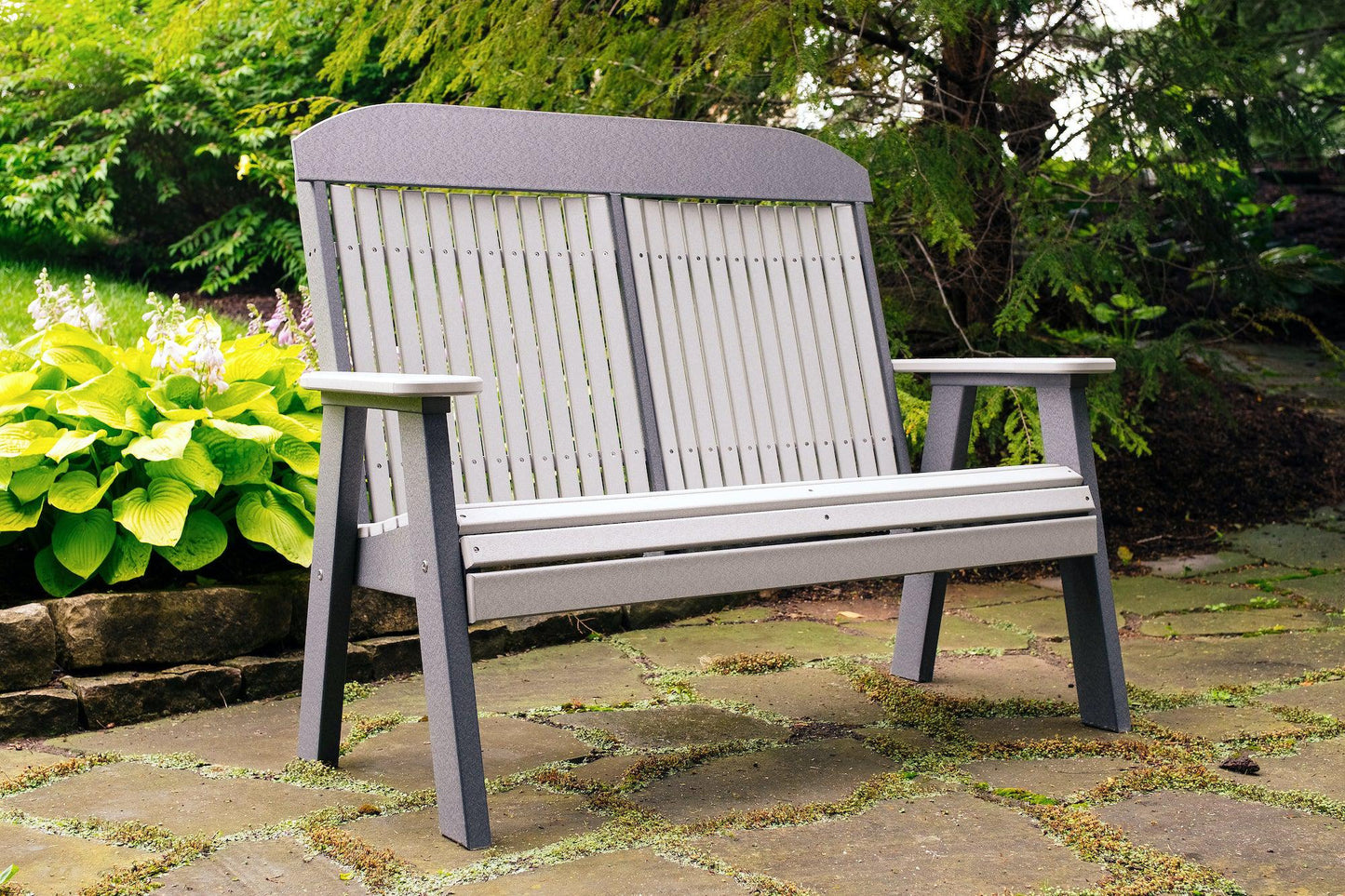 LuxCraft Classic Highback Recycled Plastic 4ft Bench  - LEAD TIME TO SHIP 10 to 12 BUSINESS DAYS