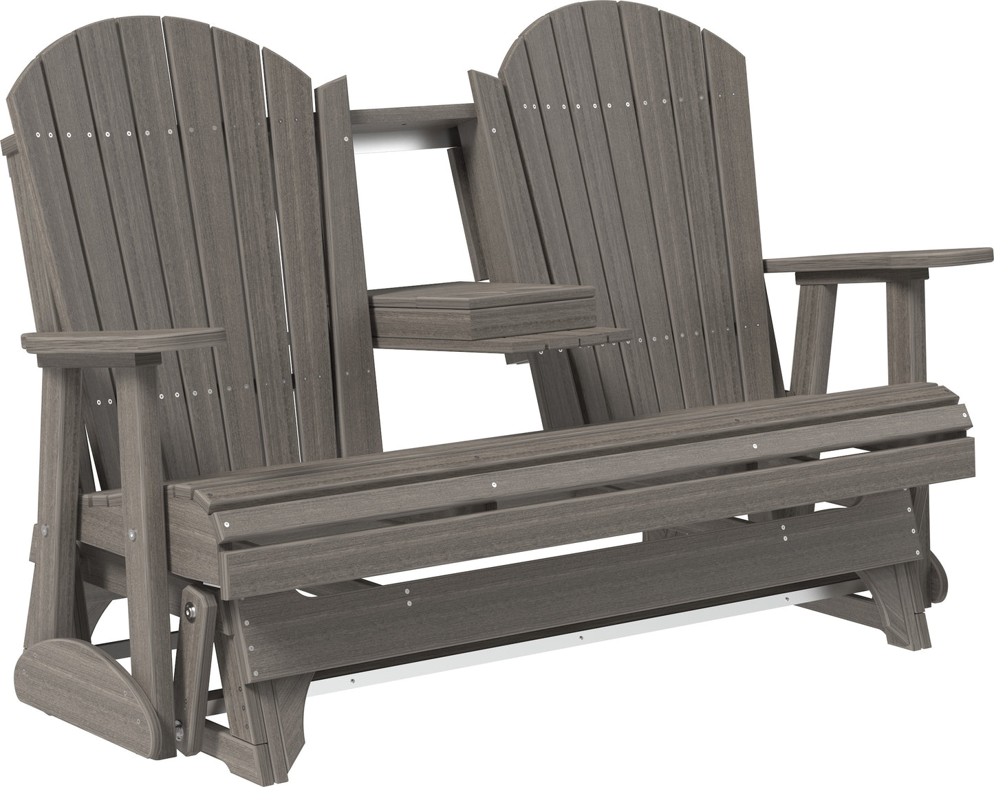 LuxCraft Recycled Plastic 5' Adirondack Glider Chair With Flip Down Center Console  - LEAD TIME TO SHIP 7 BUSINESS DAYS OR LESS
