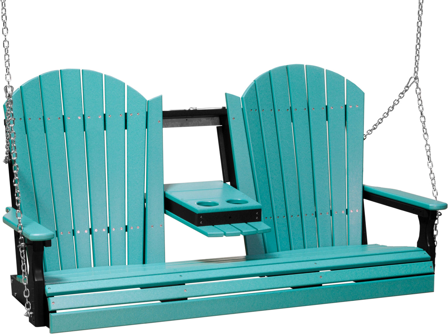 LuxCraft Adirondack 5ft. Recycled Plastic Porch Swing with Flip Down Center Console  - LEAD TIME TO SHIP 10 to 12 BUSINESS DAYS