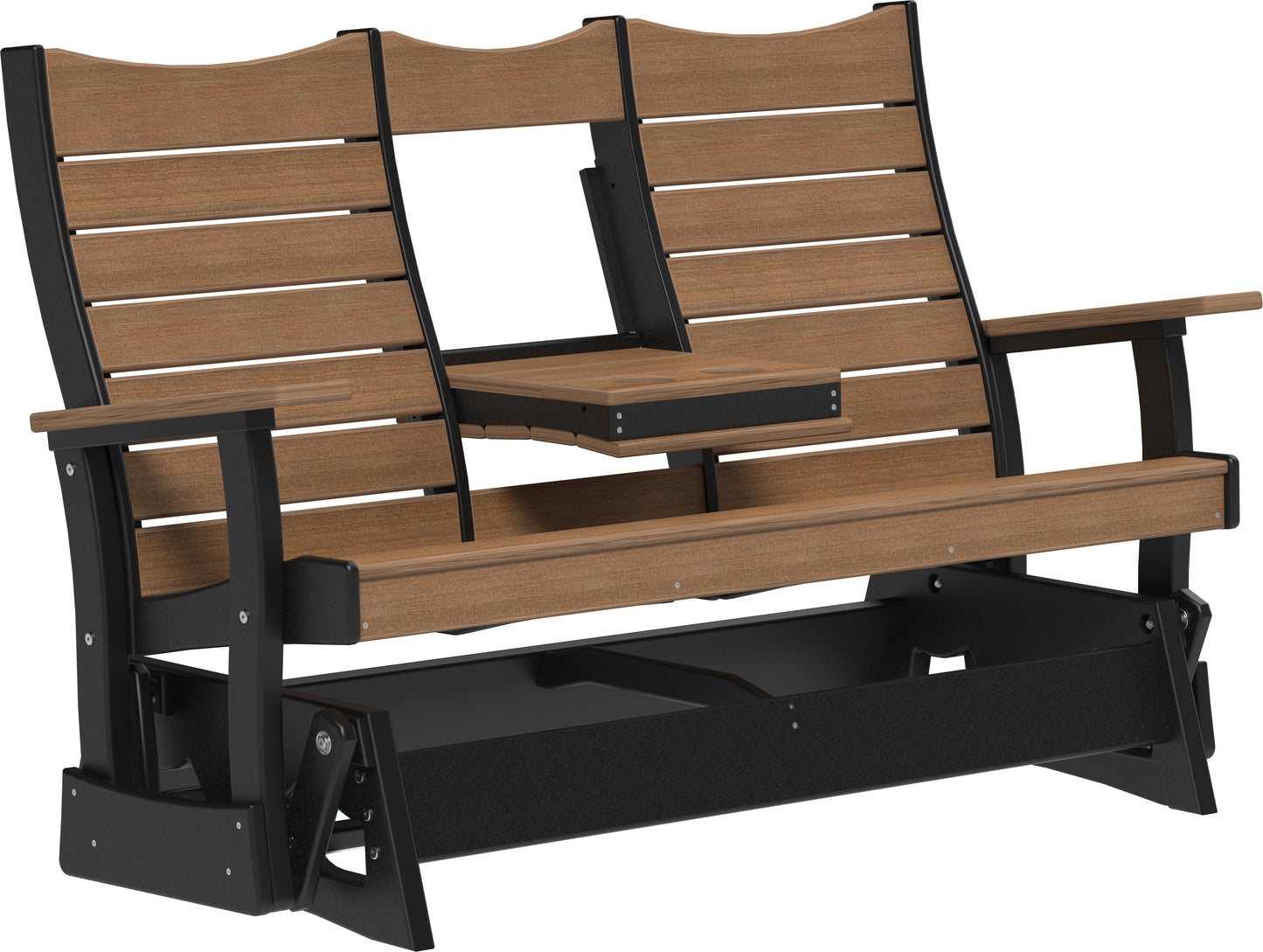 LuxCraft Recycled Plastic 5' Contour Glider with Flip Down Center Console - LEAD TIME TO SHIP 7 BUSINESS DAYS OR LESS