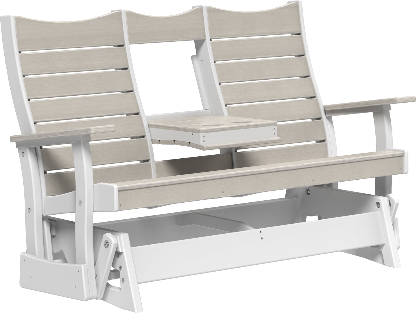 LuxCraft Recycled Plastic 5' Contour Glider with Flip Down Center Console - LEAD TIME TO SHIP 7 BUSINESS DAYS OR LESS