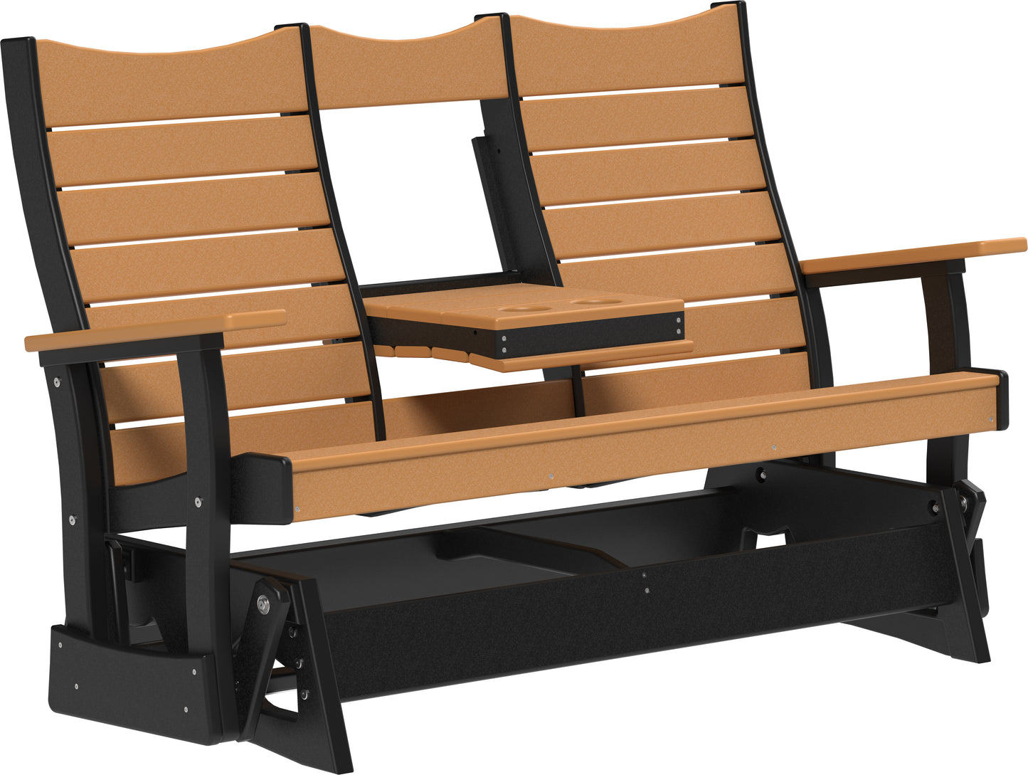 LuxCraft Recycled Plastic 5' Contour Glider with Flip Down Center Console - LEAD TIME TO SHIP 7 BUSINESS DAYS OR LESS