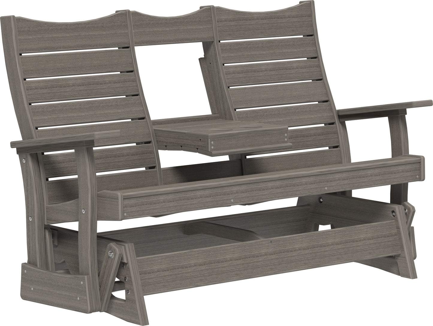 LuxCraft Recycled Plastic 5' Contour Glider with Flip Down Center Console - LEAD TIME TO SHIP 7 BUSINESS DAYS OR LESS