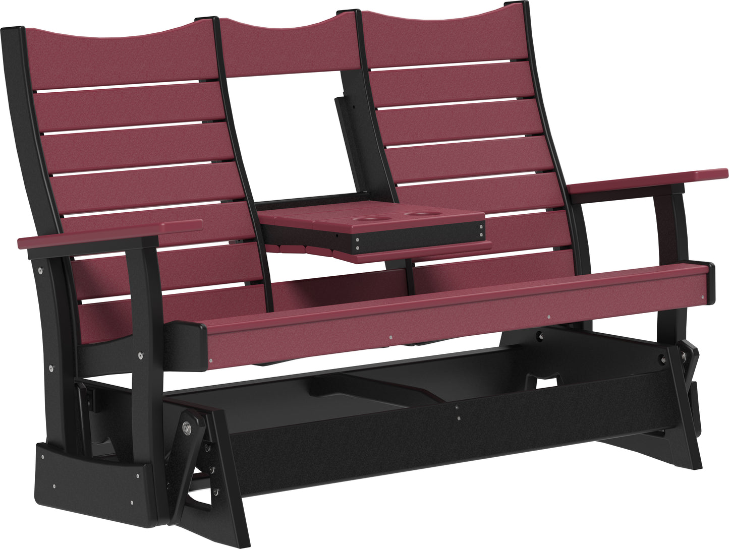 LuxCraft Recycled Plastic 5' Contour Glider with Flip Down Center Console - LEAD TIME TO SHIP 7 BUSINESS DAYS OR LESS