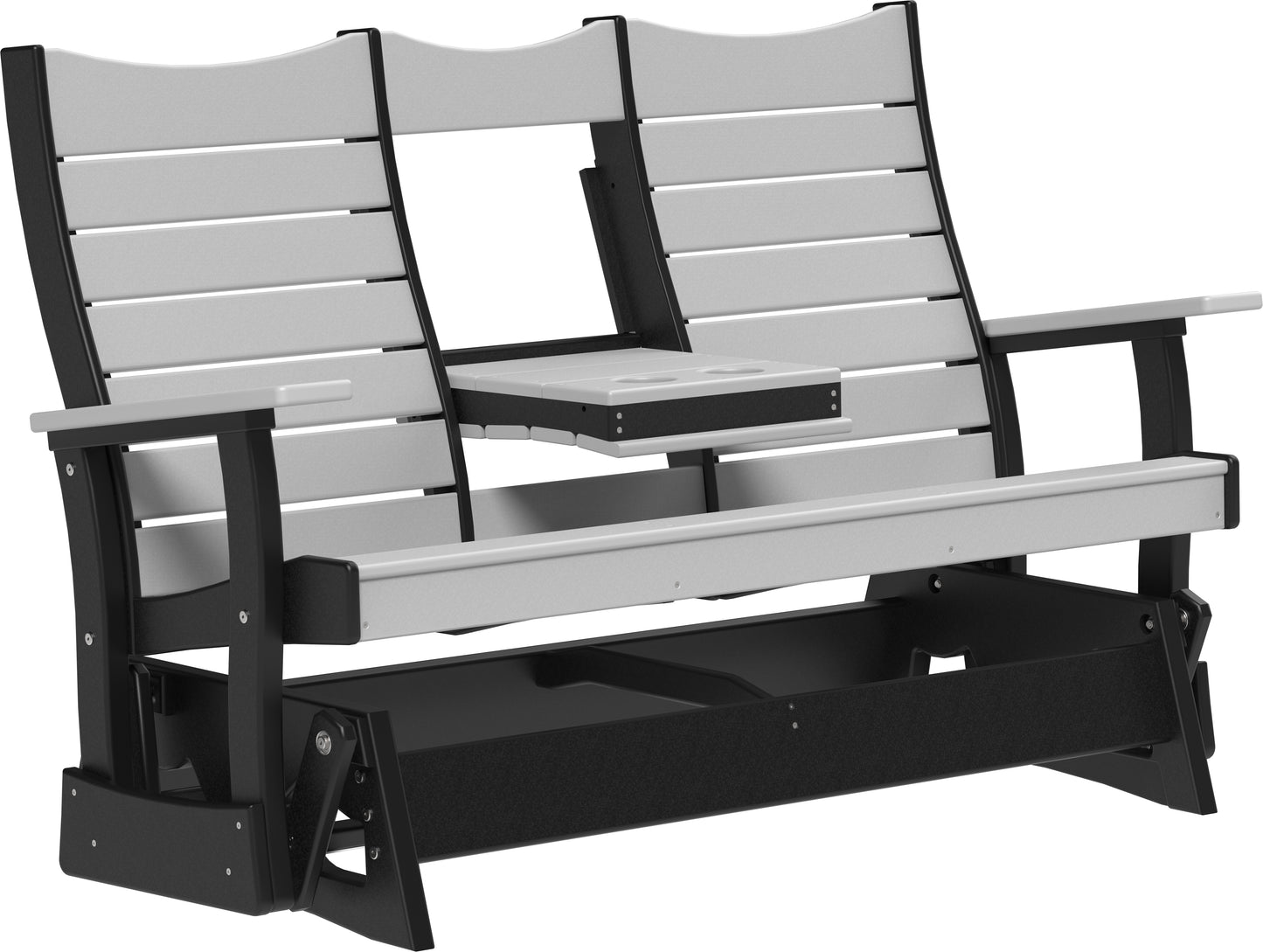 LuxCraft Recycled Plastic 5' Contour Glider with Flip Down Center Console - LEAD TIME TO SHIP 7 BUSINESS DAYS OR LESS
