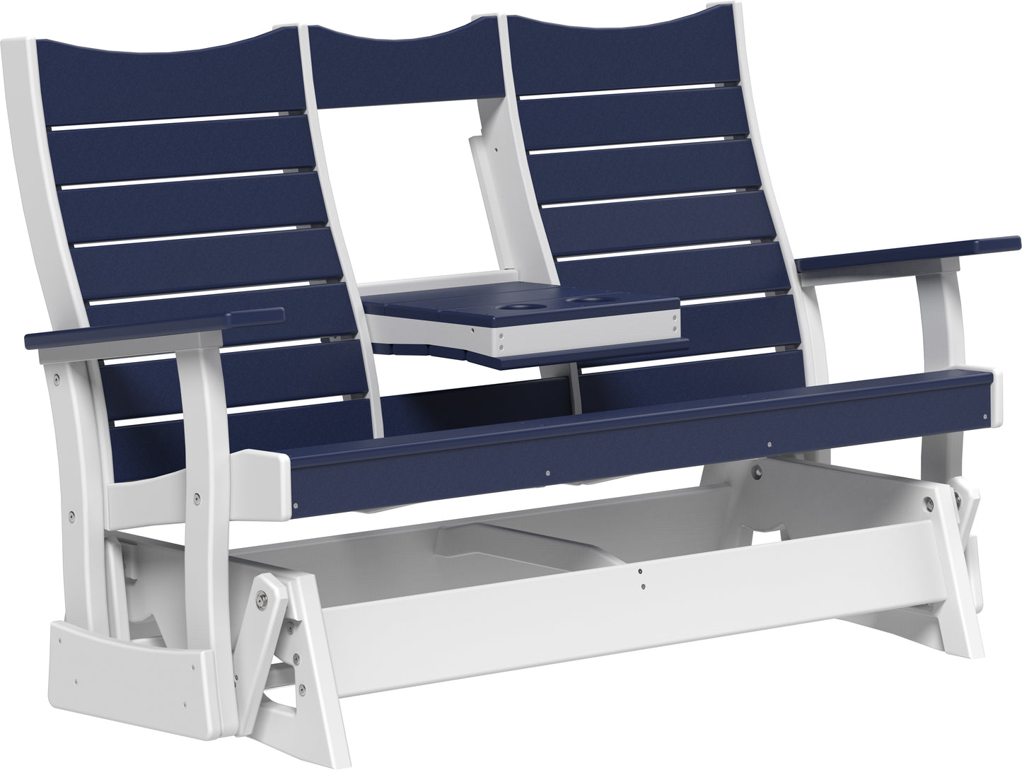 LuxCraft Recycled Plastic 5' Contour Glider with Flip Down Center Console - LEAD TIME TO SHIP 7 BUSINESS DAYS OR LESS