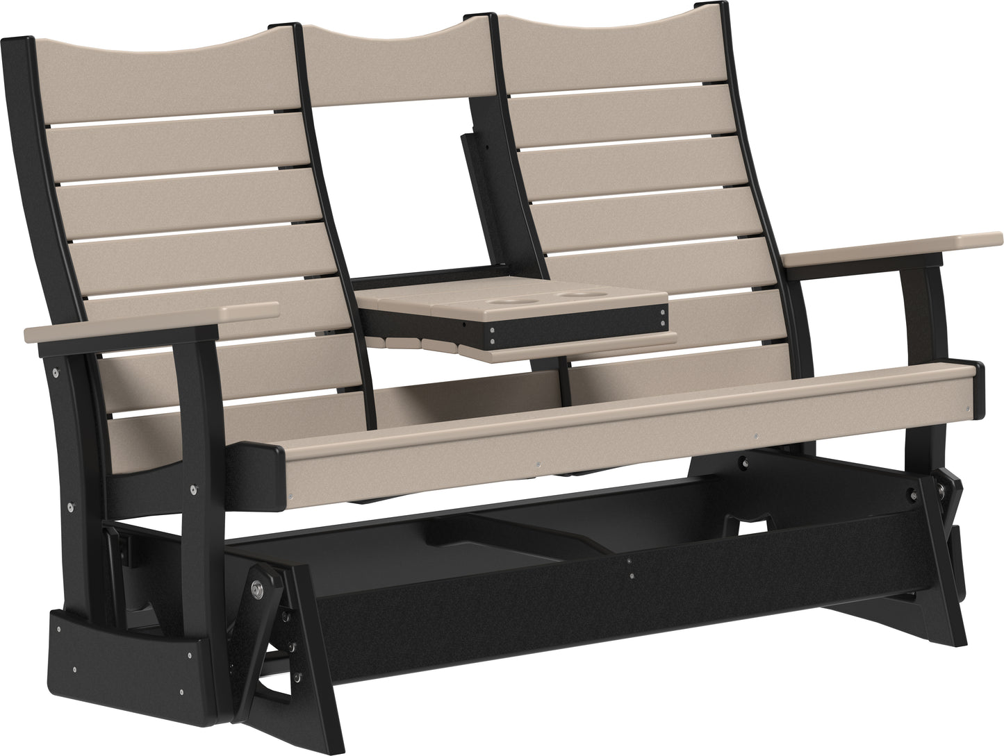 LuxCraft Recycled Plastic 5' Contour Glider with Flip Down Center Console - LEAD TIME TO SHIP 7 BUSINESS DAYS OR LESS