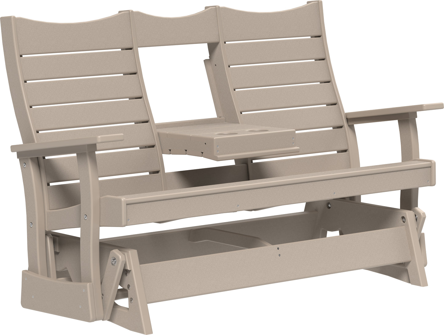 LuxCraft Recycled Plastic 5' Contour Glider with Flip Down Center Console - LEAD TIME TO SHIP 7 BUSINESS DAYS OR LESS