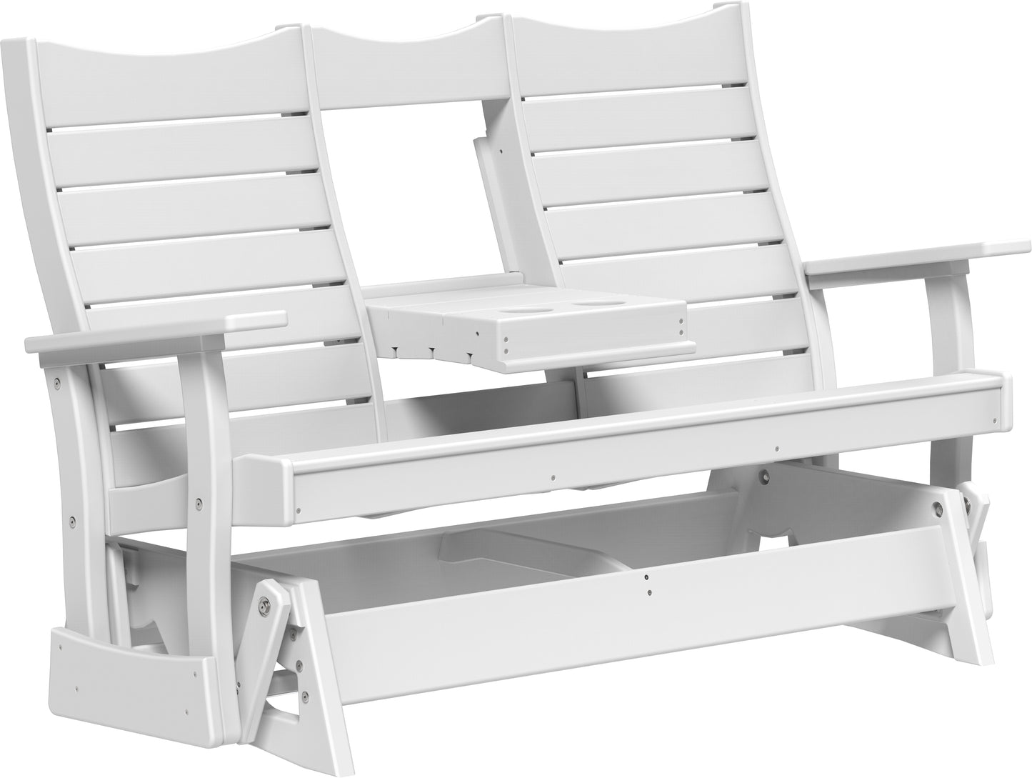 LuxCraft Recycled Plastic 5' Contour Glider with Flip Down Center Console - LEAD TIME TO SHIP 7 BUSINESS DAYS OR LESS